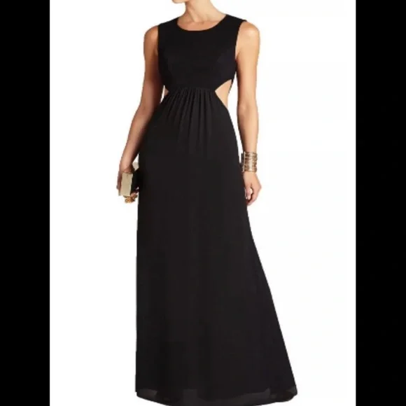 BCBGMAXAZRIA Women's Sleeveless Fit & Flare Evening Dress - Cutout Back, High Neck, 100% Polyester